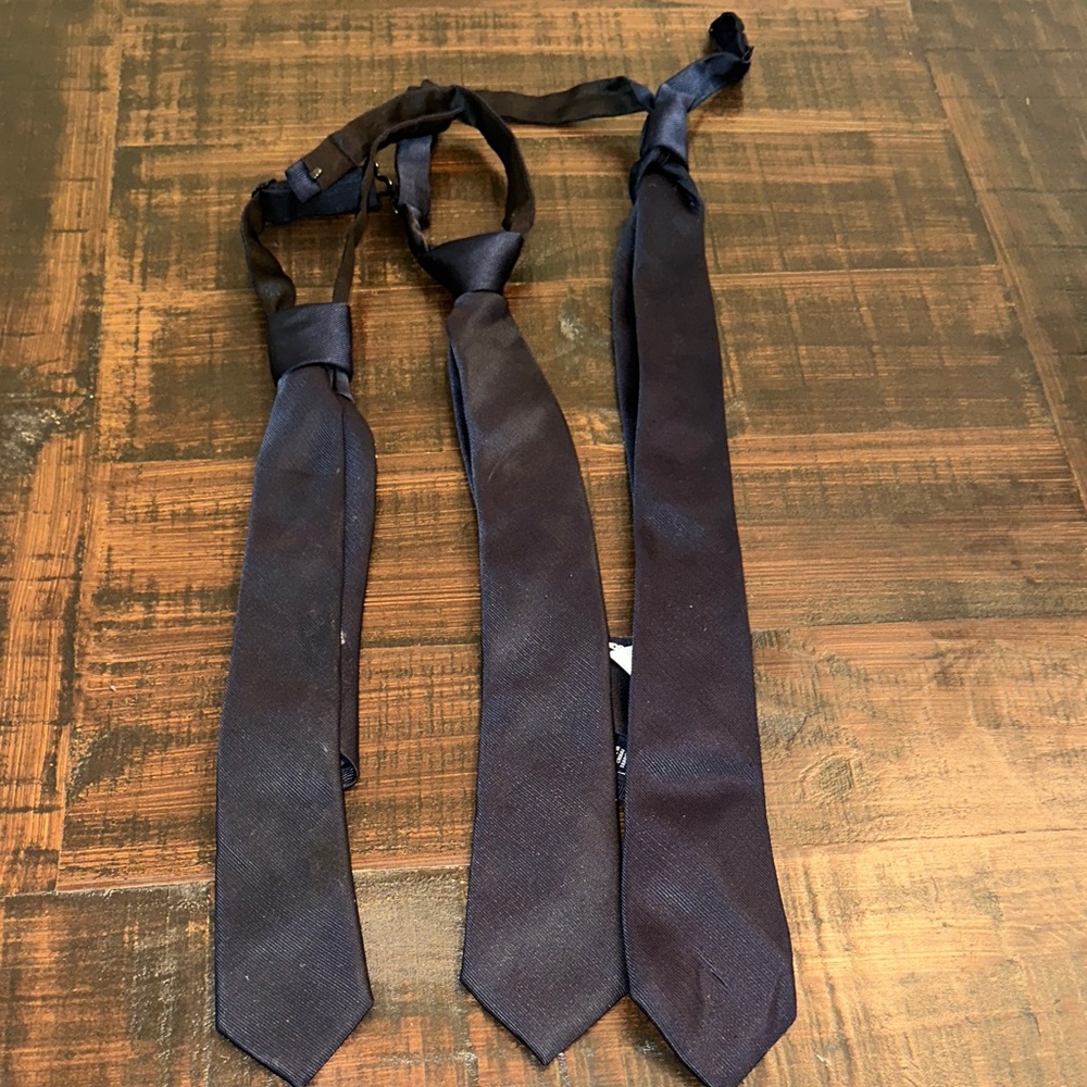 Set of 3 Lands’ End Boys Uniform Ties Navy Adjustable School